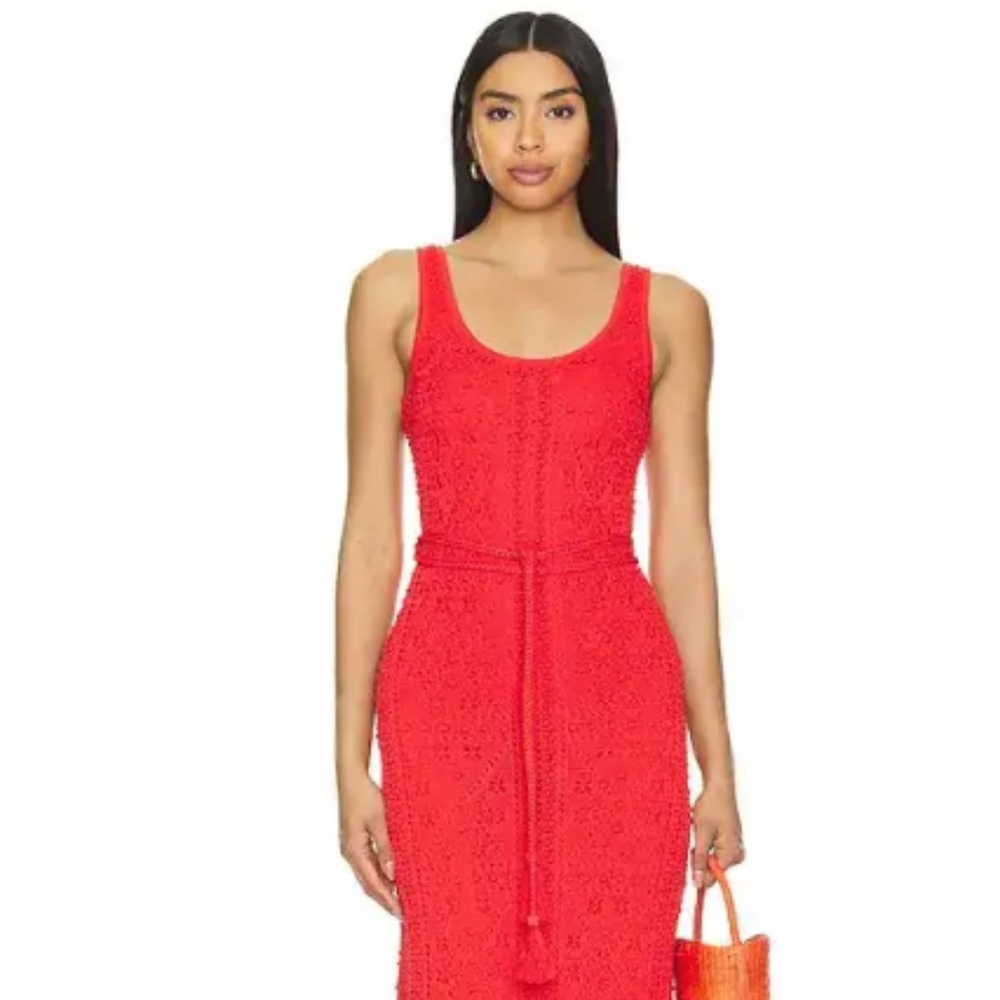 Karina Grimaldi Guiliana Red Knit Maxi Dress